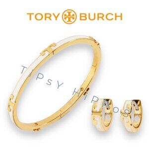 NEW! Stunning tory burch serif bangle bracelet and earring set